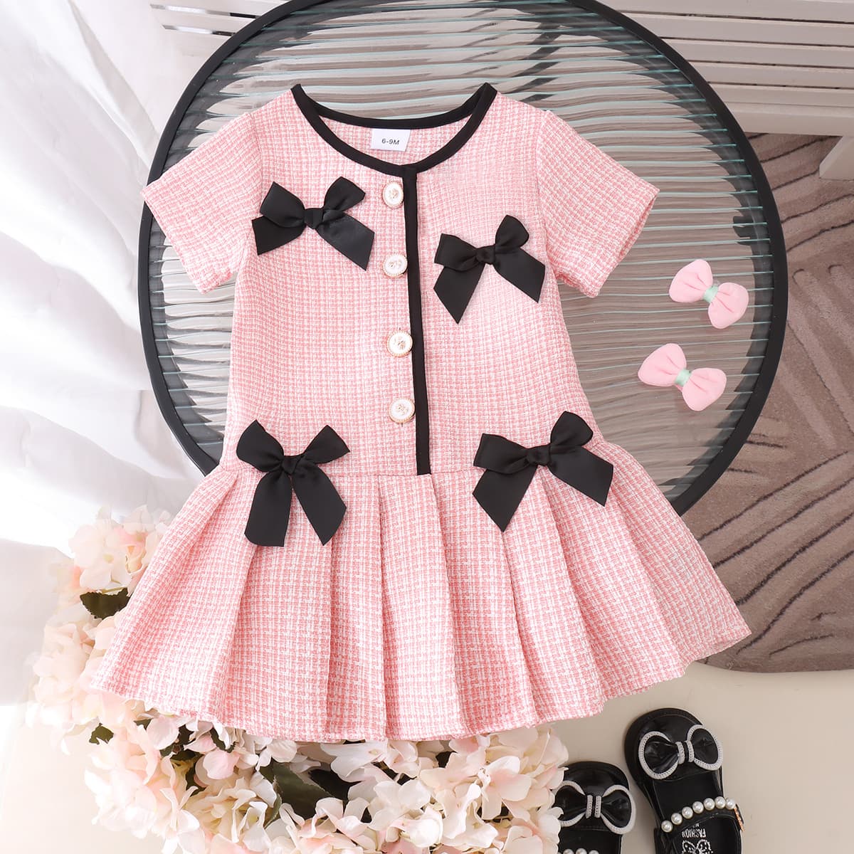 Kids Clothing Cross-Border Trade Autumn/Winter New Style Little Girl Pink Short-Sleeve Dress Baby Children's Wear