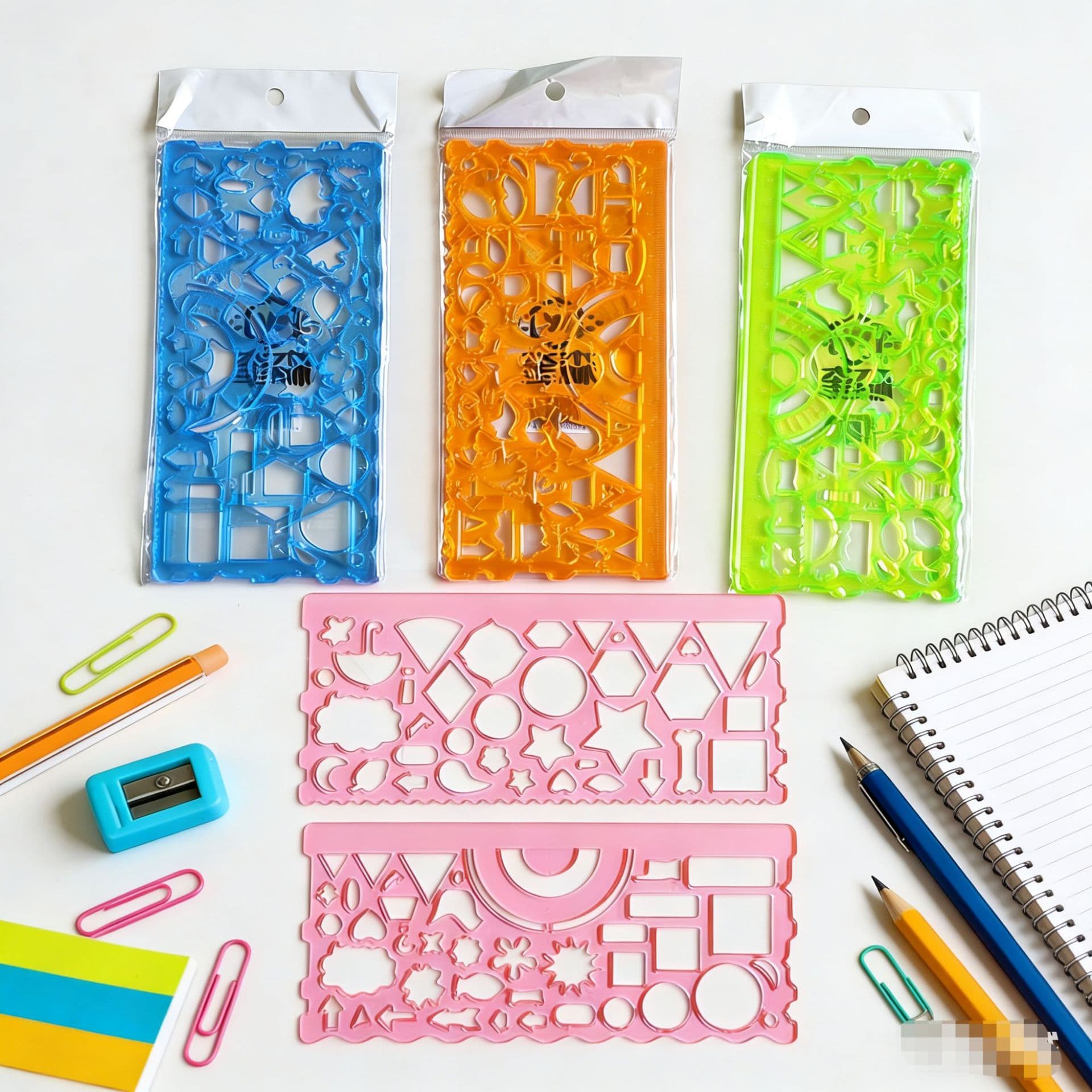 Drawing Template Student Ruler Set, Handwritten Newspaper Ruler, Measuring Wave Ruler, Drawing 20cm Changeable Kaleidoscope