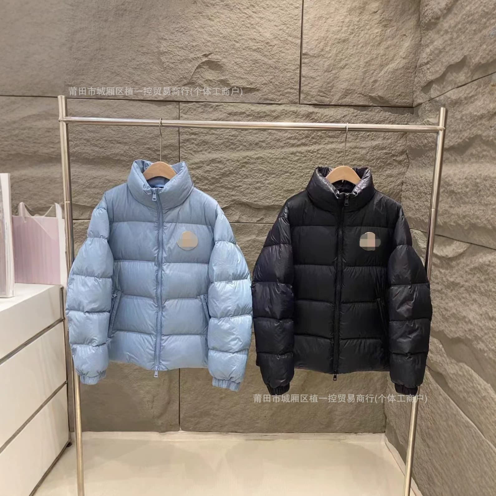 Putian Cross-border Meng Jia Large Logo Down Jacket Classic Style Down Jacket Jacket Coat Fashion Warm Stand Collar Unisex