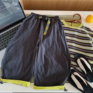 Muye Boys Quick-Dry Long Pants, Summer Thin Pants for Kids, Fashionable Contrast Color Casual Curved-Seam Pants, Baby Mosquito-Proof Pants