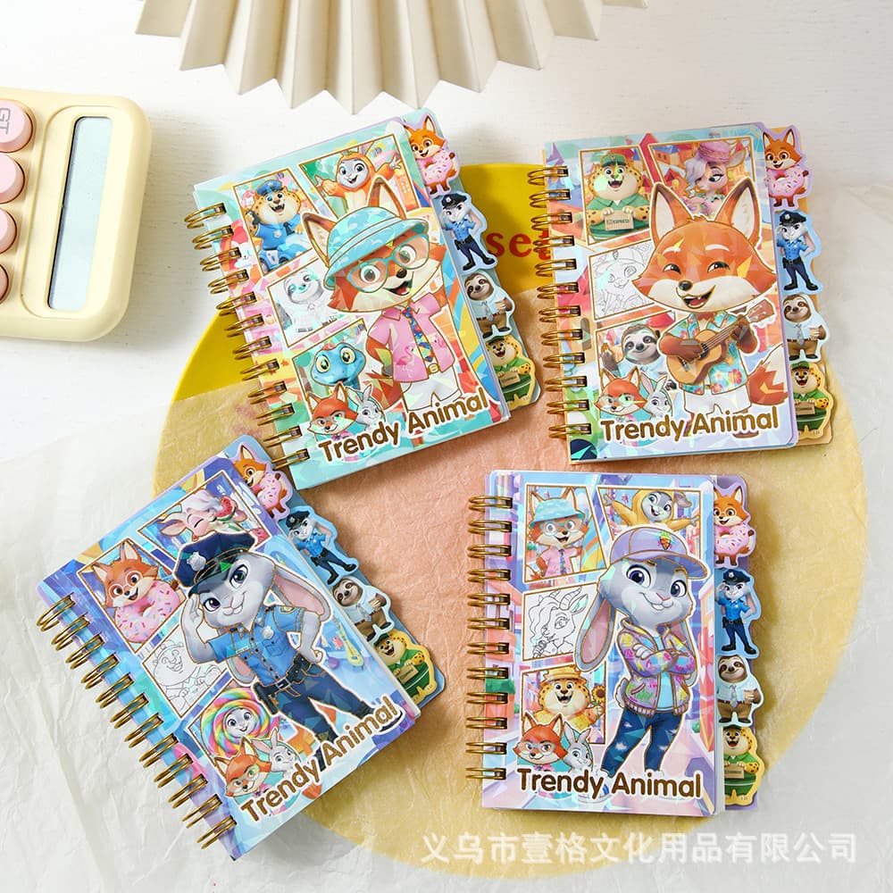 New Animal City 100K Coil Notebook Cute Cartoon Notepad High-value Bronzing Interval Notebook Small Notebook