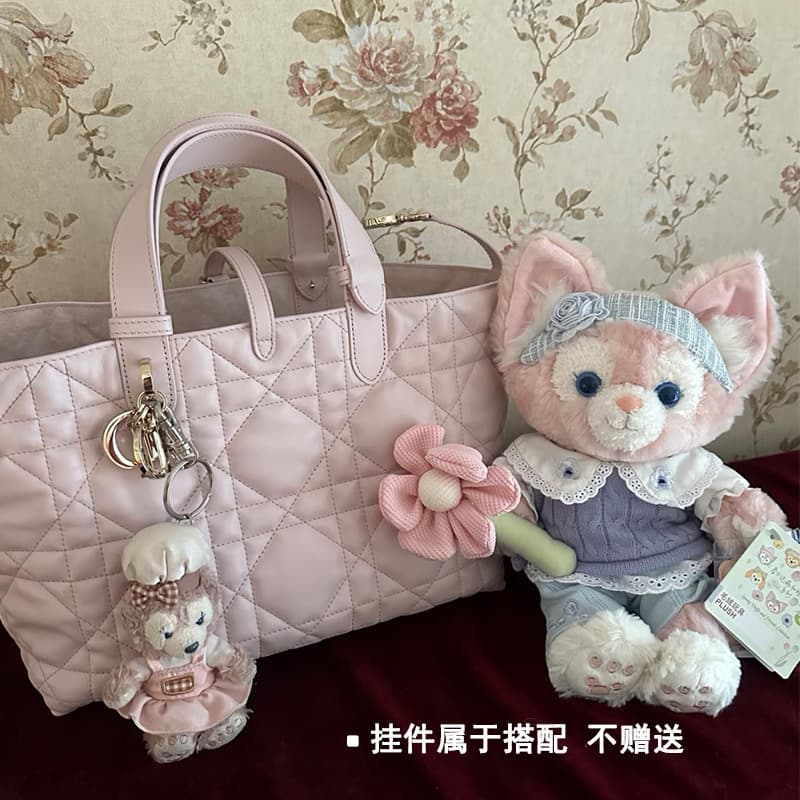 Lady Dior Bag Women 2026 New High-End Genuine Leather Horizontal Tote Bag Diamond Quilted Tote Large Capacity Bucket Handbag