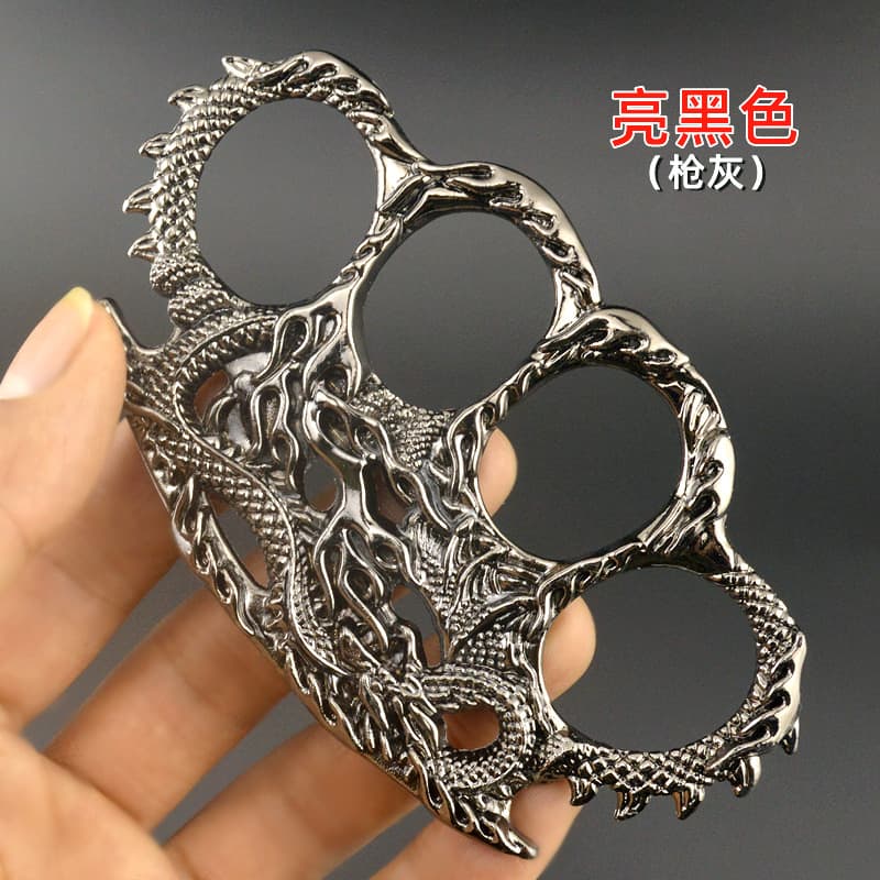 Cross-border Chinese Dragon Four-Finger Knuckle Duster Self-Defense Knuckle Ring Boxing Wristband Car Accessory Four-Finger Ring