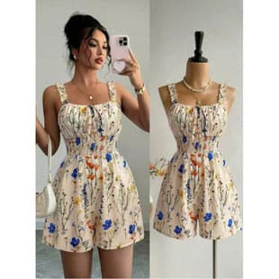 2026 Summer Amazon & Independent Site Cross-Border New Women's Printed Camisole Jumpsuit Shorts