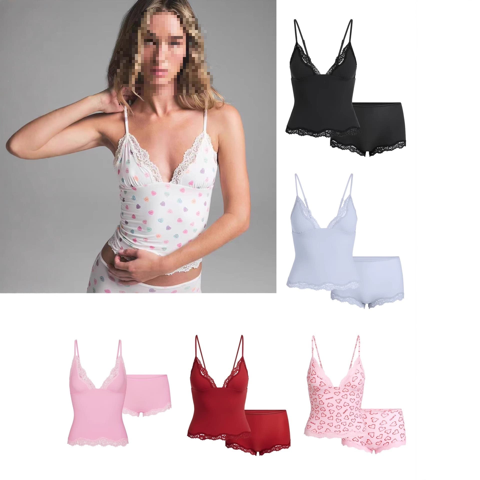 Niche SK*IM*S Valentine's Day Collection Lace Camisole Dress Bodysuit Bodycon Skirt