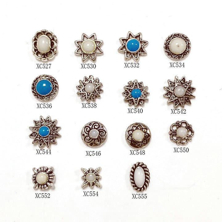 New Bow Retro Oil Drop Nail Art Jewelry Gold and Silver Metal Square Nail Jewelry