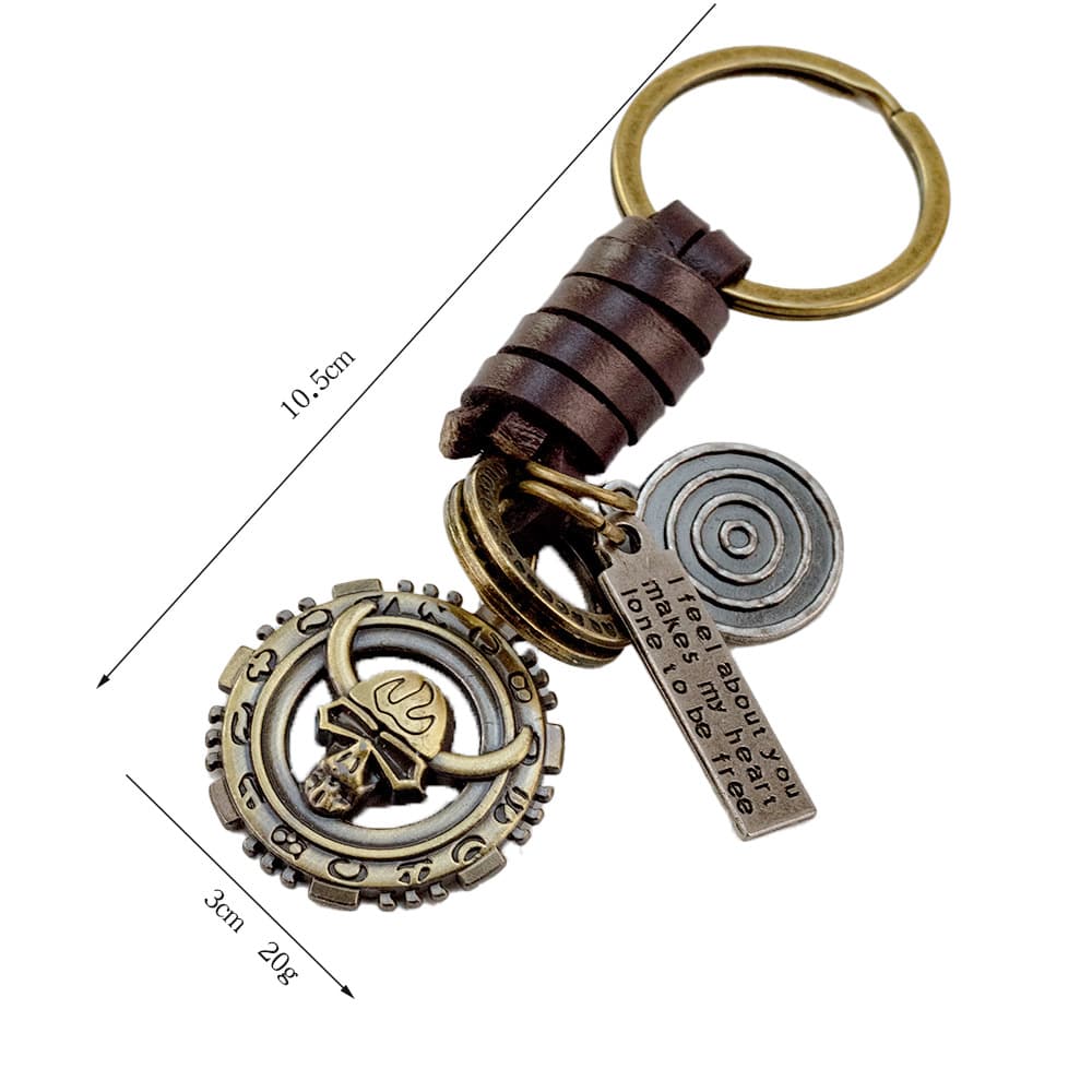New gear bull keychain alloy accessories industrial style skull bag pendant men's key chain ring