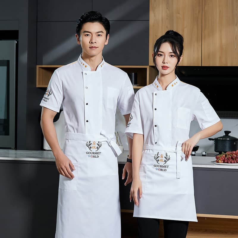 Chef Workwear Men Summer Bakery Pastry Chef Short Sleeve Chef Coat Women