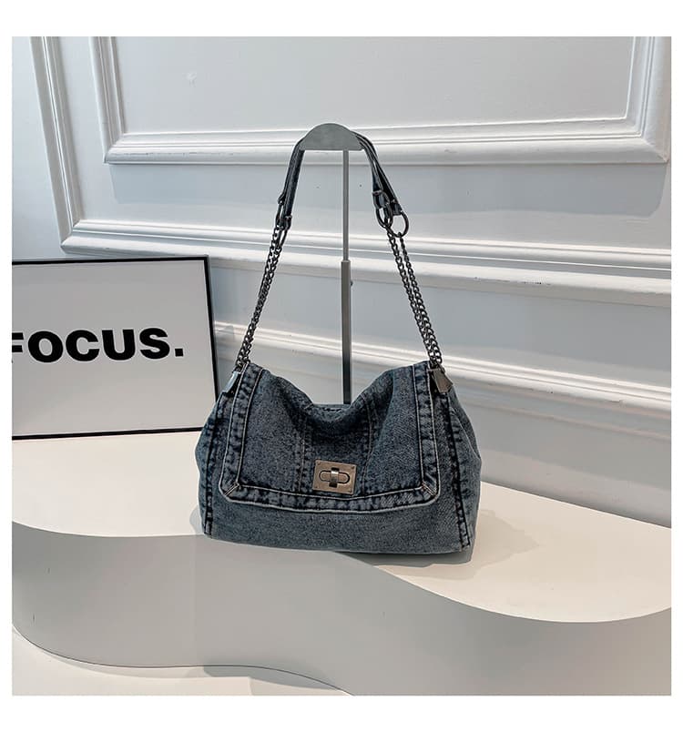 Casual Denim Women's Chain Shoulder Bag 2025 New Fashion Large Capacity Tote Bag