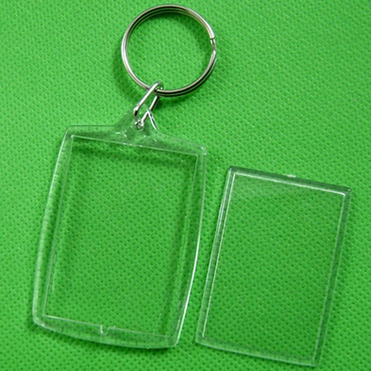 Transparent Acrylic Plastic Keychain Blank Shell Photo Frame Keychain Logo Printing Available Office Culture Accessories