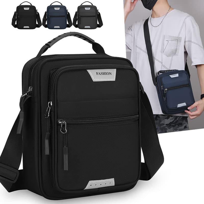 Cross-border New 2026 Men's Single Shoulder Bag Crossbody Bag Waterproof Wear-resistant Oxford Cloth Multi-layer Storage Business Casual Bag