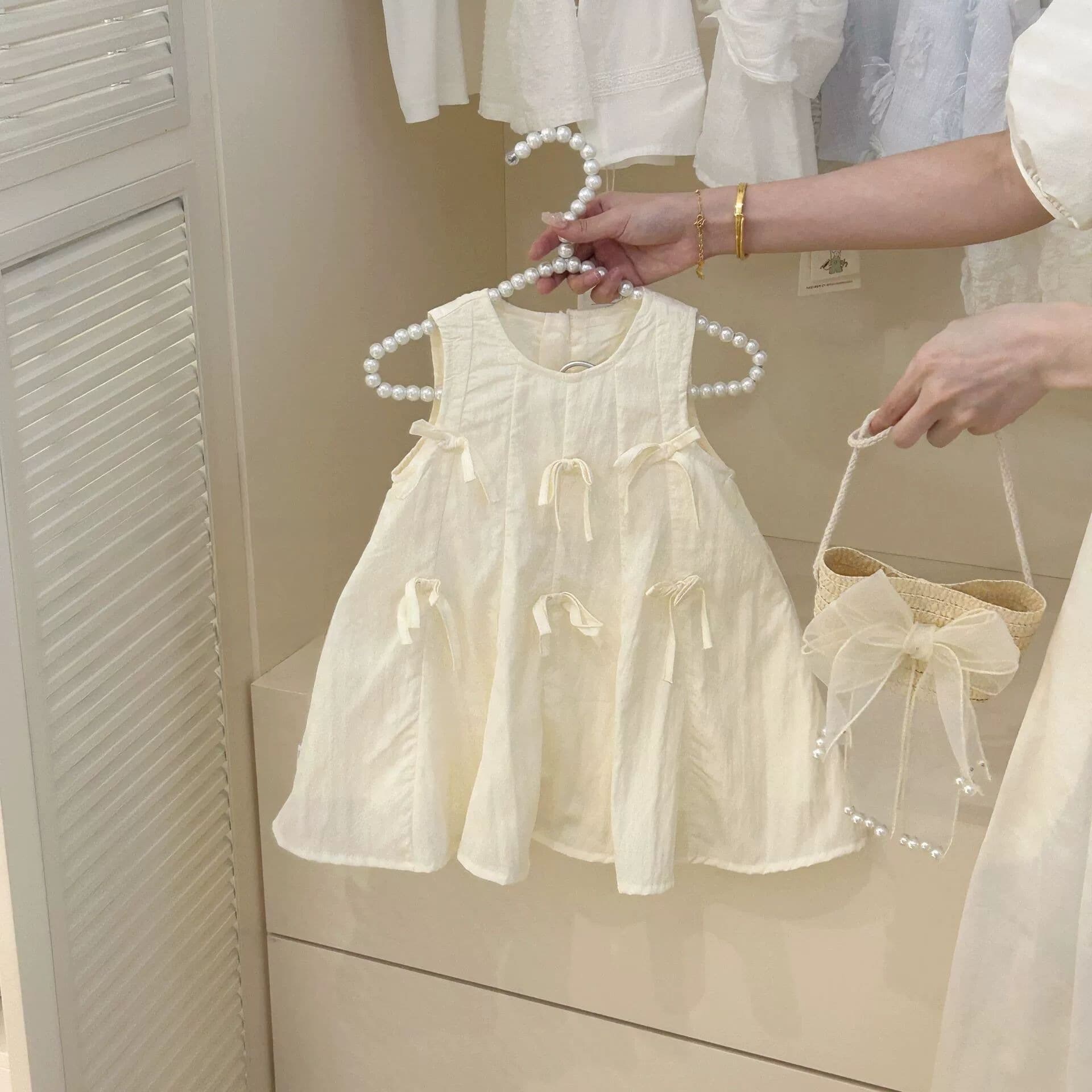 TIMO Girls' Summer Dress New Korean Style Toddler Baby Kids Duck Embroidery Cotton Dress Fashion
