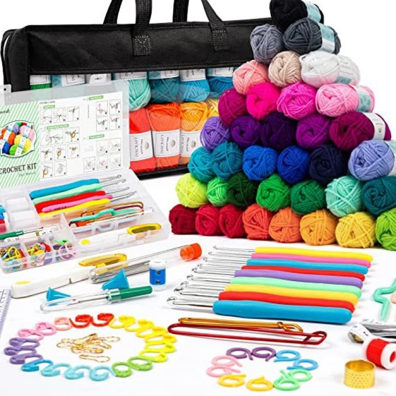 Amazon 113-Piece Crochet Tool Set DIY Handmade Knitting Kit Yarn Sweater Needles TPR Hook
