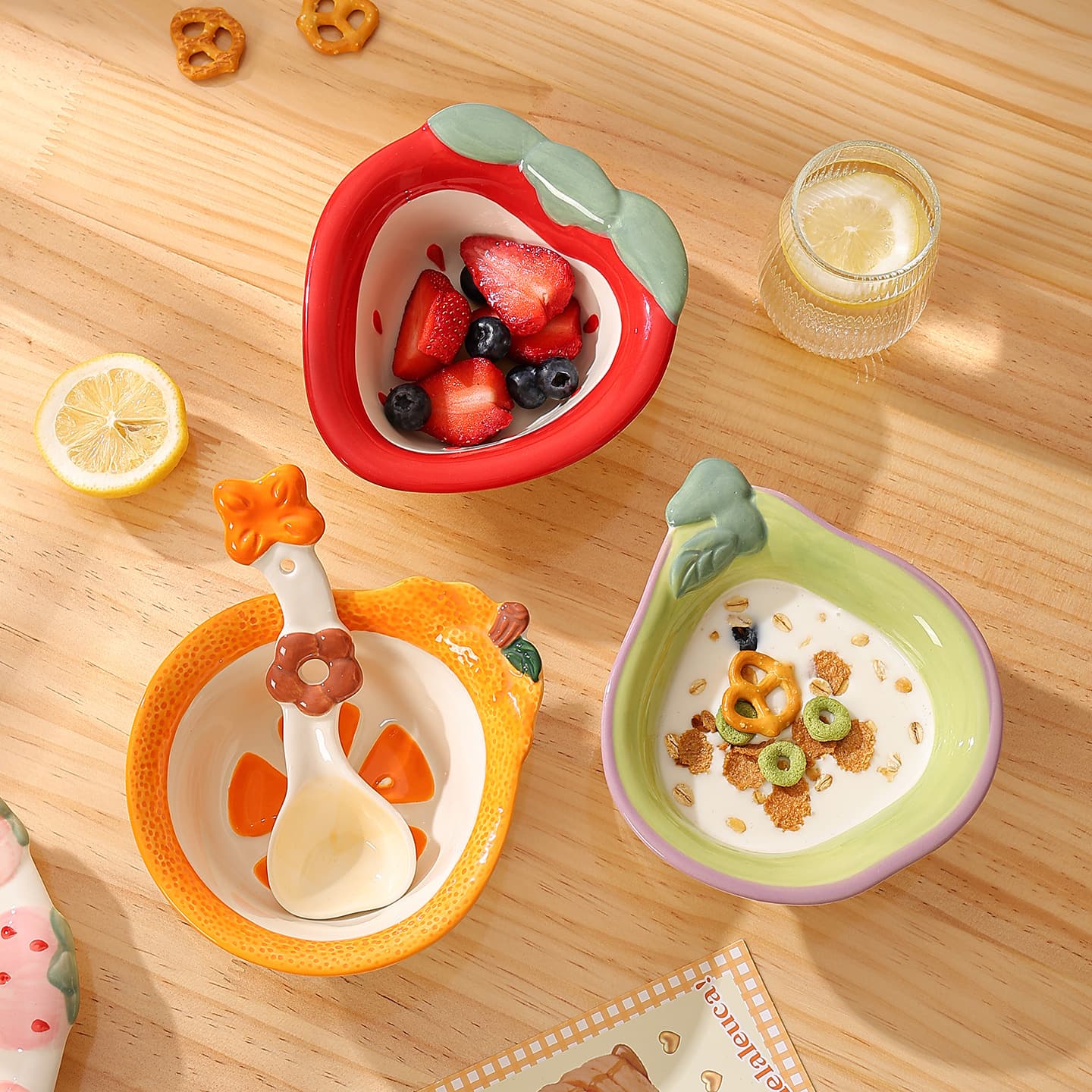 High-Aesthetic Household Rice Bowl, Single-Serving Breakfast Bowl, Yogurt Bowl, Cute Shaped Bowl, Spoon, Salad Bowl, Dessert Bowl