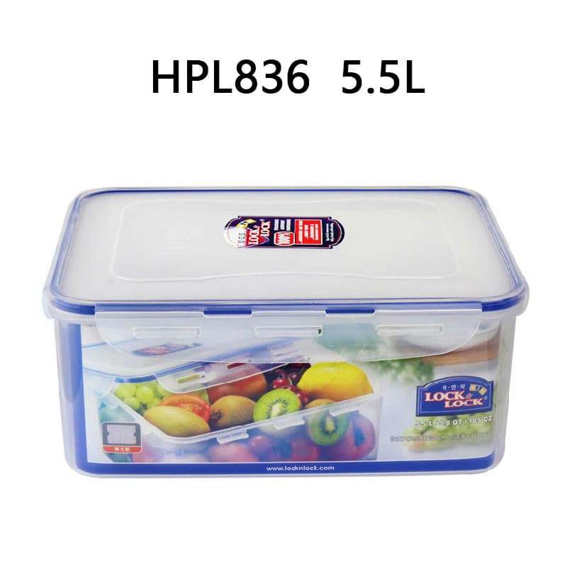Lock&Lock Large Capacity Plastic Food Storage Container 5.5L Food Grade Dry Goods Airtight Moisture-Proof Organizer Box HPL836