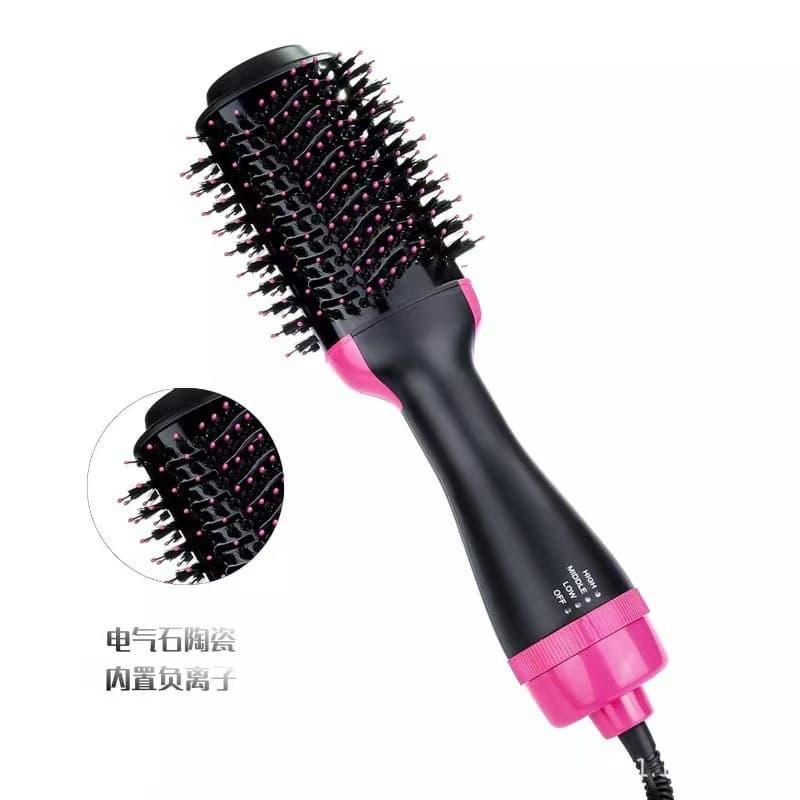 Hot Air Brush High Power Blow Dryer Brush 3-in-1 Electric Curling Iron Multi-Function Curling and Straightening Hair Dryer In Stock Amazon Cross-Border