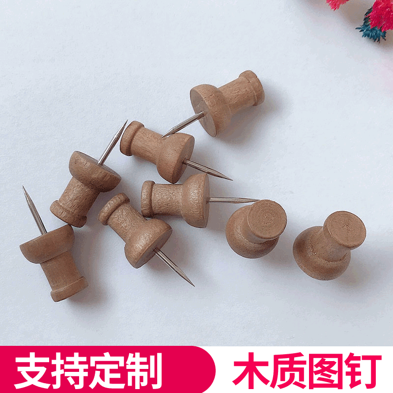 Manufacturer Bulk Wooden Push Pins, Natural Cork Board Tacks, Minimalist Creative Brown Head Thumbtacks Wholesale