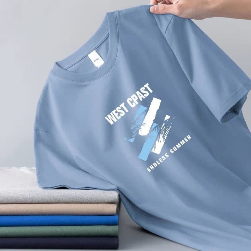 Men's Ice Silk Short-Sleeved T-Shirt, Summer Round Neck Base Shirt, Casual Versatile Stylish Men's Short T-Shirt
