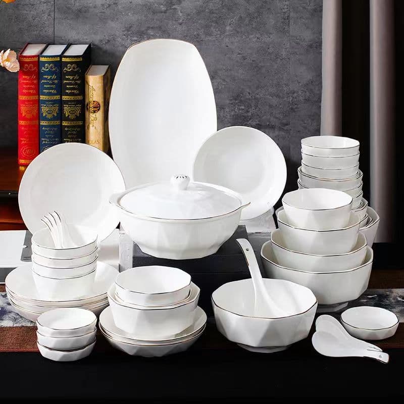 Luxury Ceramic Bowl and Plate Set, High-value Rice Bowls and Dishes, Minimalist New Style for Home Use
