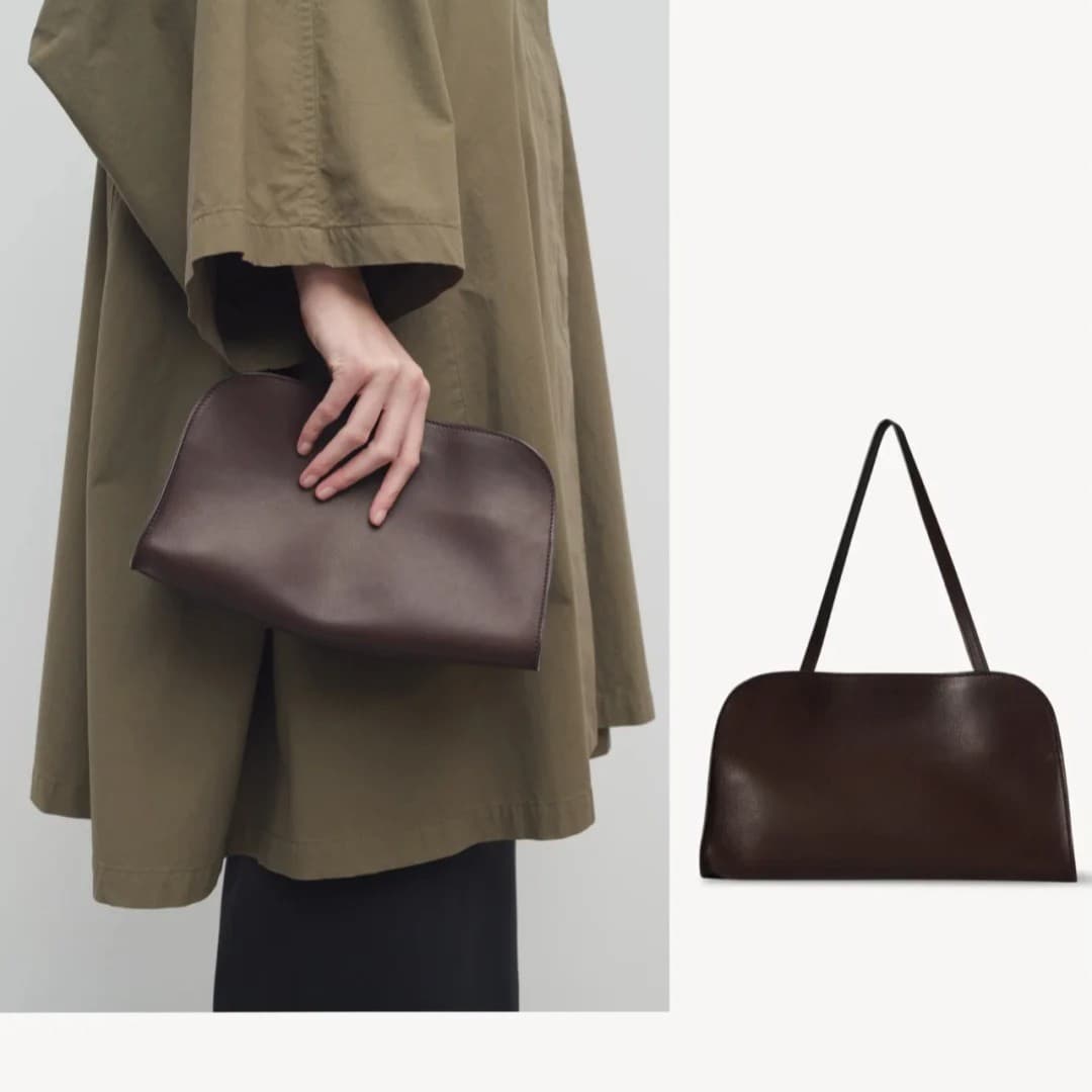 The row minimalist Peggy new clutch genuine leather handbag European and American high-end handheld shoulder underarm bag