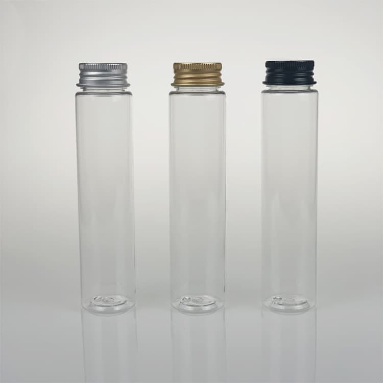 110ml cylindrical flat-bottom PET tube bottles for masks, candy, eraser capsules, shoelaces, catnip puzzles, data cables.