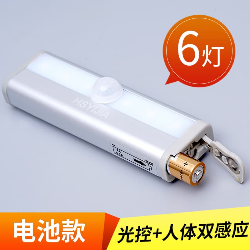 Light-Control Human Motion Sensor Energy-Saving Night Light Battery-Powered Corridor Entryway Closet Sensor Lamp for Night Use