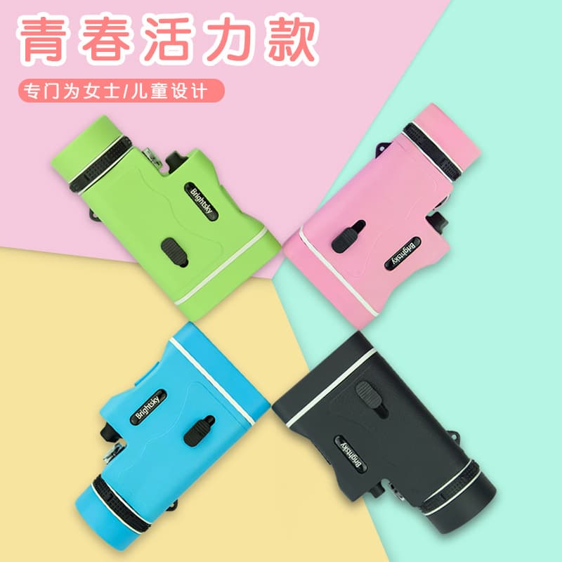Factory Wholesale Monocular Telescope 10×30 High Magnification High Definition with Light Colorful Kidsren's Portable Handheld Telescope