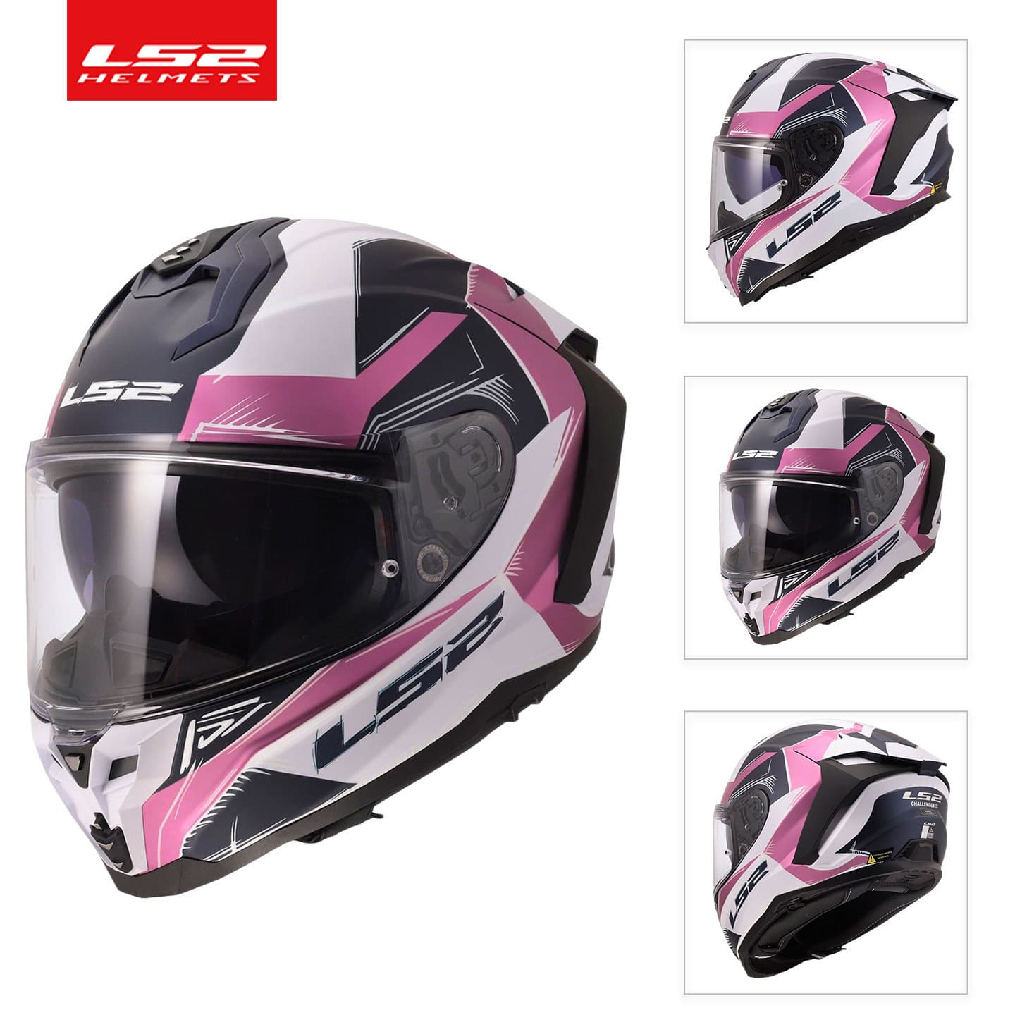 LS2 Motorcycle Helmet Full Face Dual Visor Unisex Racing Anti-Fog All-Season Double Spoiler FF817