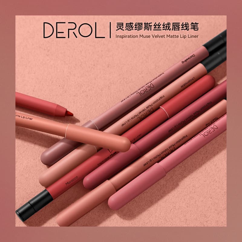 Derol Matte Lipstick Lip Liner Pen Easy-to-use High Color Payoff Velvet Foggy Lipstick Lip Liner Pen Beginner-friendly