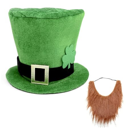 St. Patrick's Day Green Beard Velvet Top Hat Green Adult Carnival Irish Uncle Hat