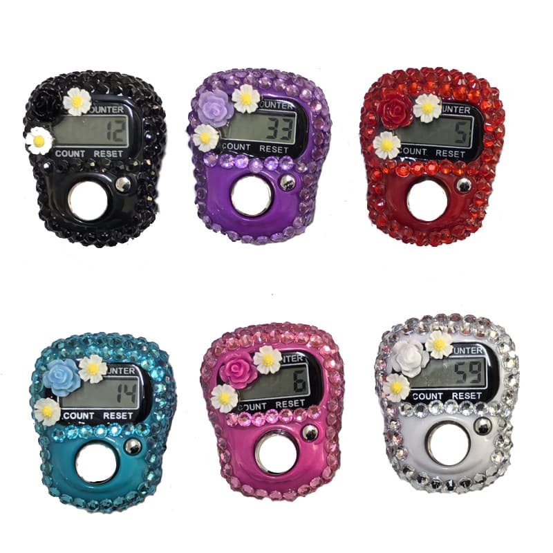 Export Style Ring with Flower Rhinestone Counter, Point Counter, Rhinestone Ring Counter, Clicker