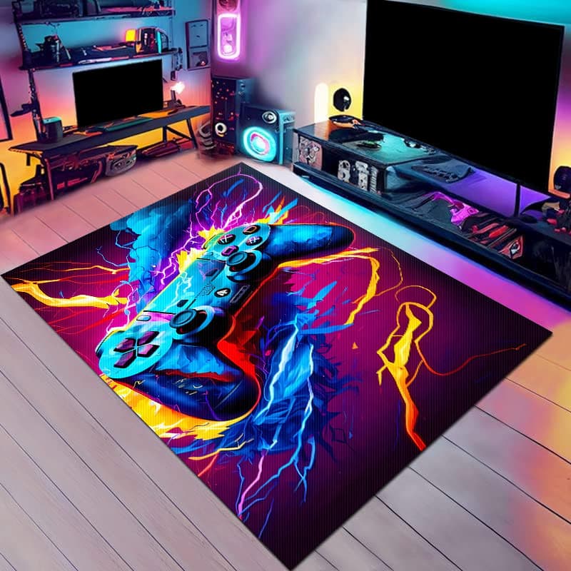 Temu Cross-Border Best-Selling American-Style Gaming Console Carpet, E-Sports Room Decorative Carpet, Stain-Resistant and Easy to Care For, Bedroom Bedside Rug