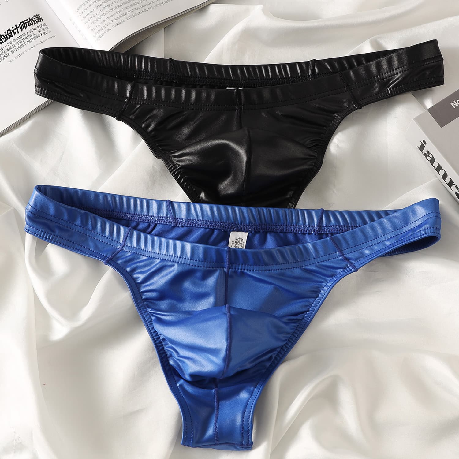 Men's Faux Leather Thong Sexy T-Back Underwear Youth Male Personality Single Thong Skin-Friendly G-String Lingerie