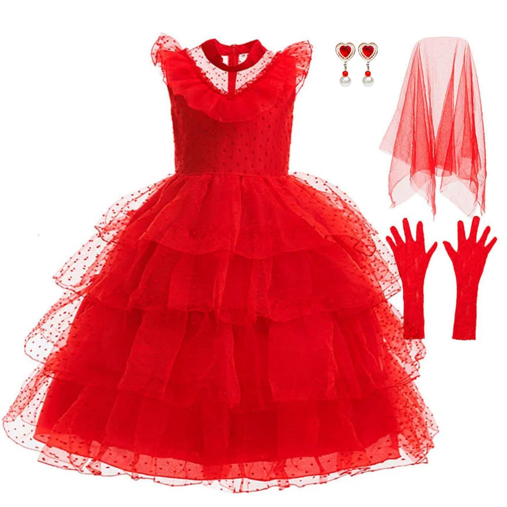 Red Tutu Dress Children Princess Dress Performance Costume Dance Dress Children's Day Dress Girls