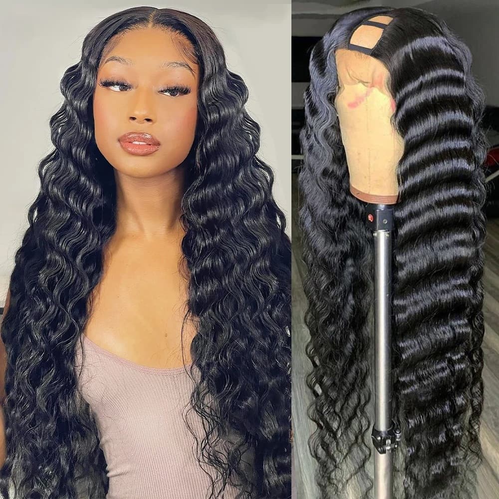 Loose Deep U Part Wig Human Hair Wig Natural Color for Women