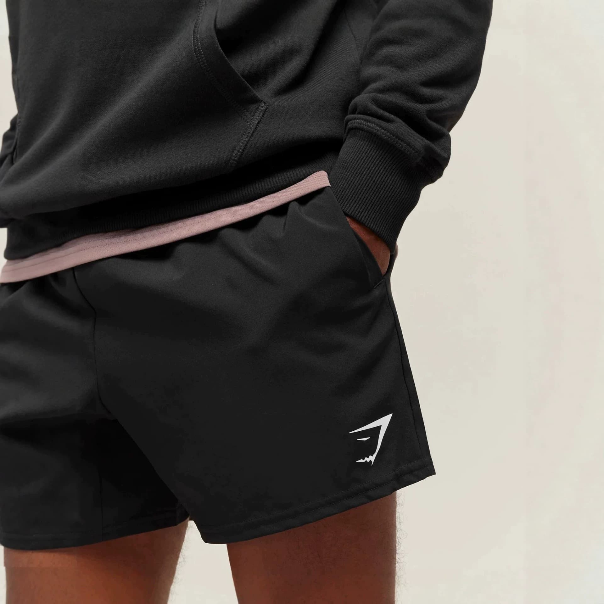 GYMSHARK American-style athletic 3/4 tights elastic running fitness muscle track training shorts for men quick-dry shorts