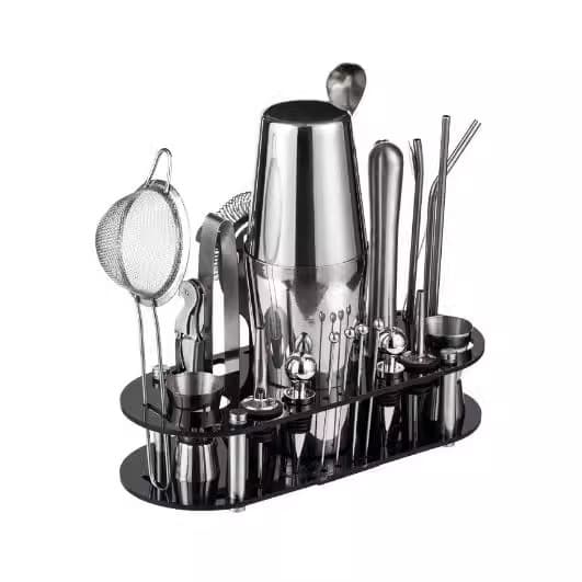 Stainless Steel Cocktail Shaker Set, Three-piece Shaker, Acrylic 23-piece Cocktail Tool Kit