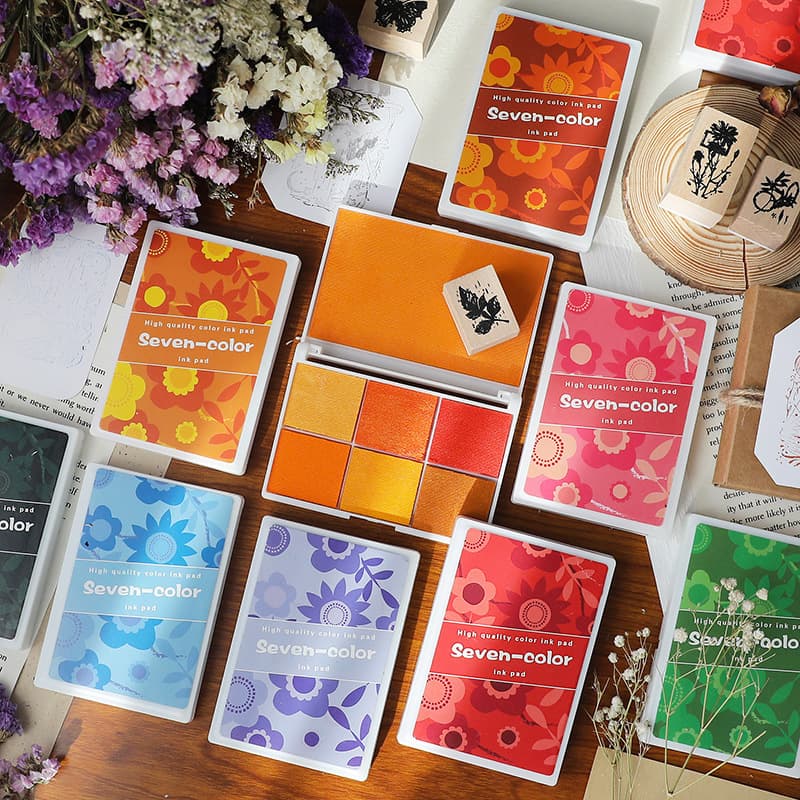 Yuezhen Pearl Colorful Inkpad Kindergarten Children's Finger Painting Colored Inkpad DIY Rubber Stamp Stamping Tablet