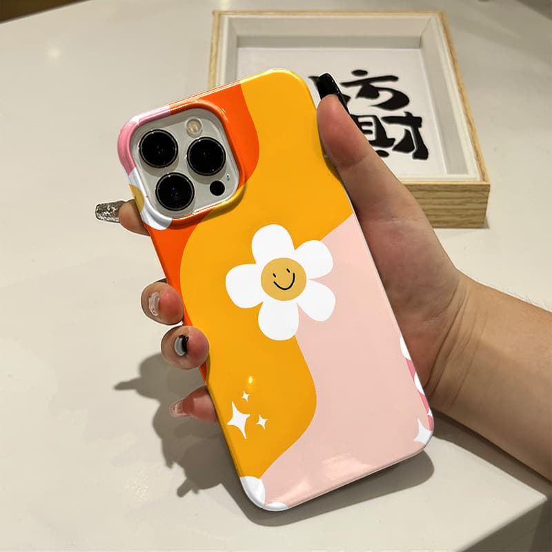 Cross-border phone case with sunflower design, compatible with Apple 17 Pro Max, Korean-style protective case, iPhone 16 glossy film case