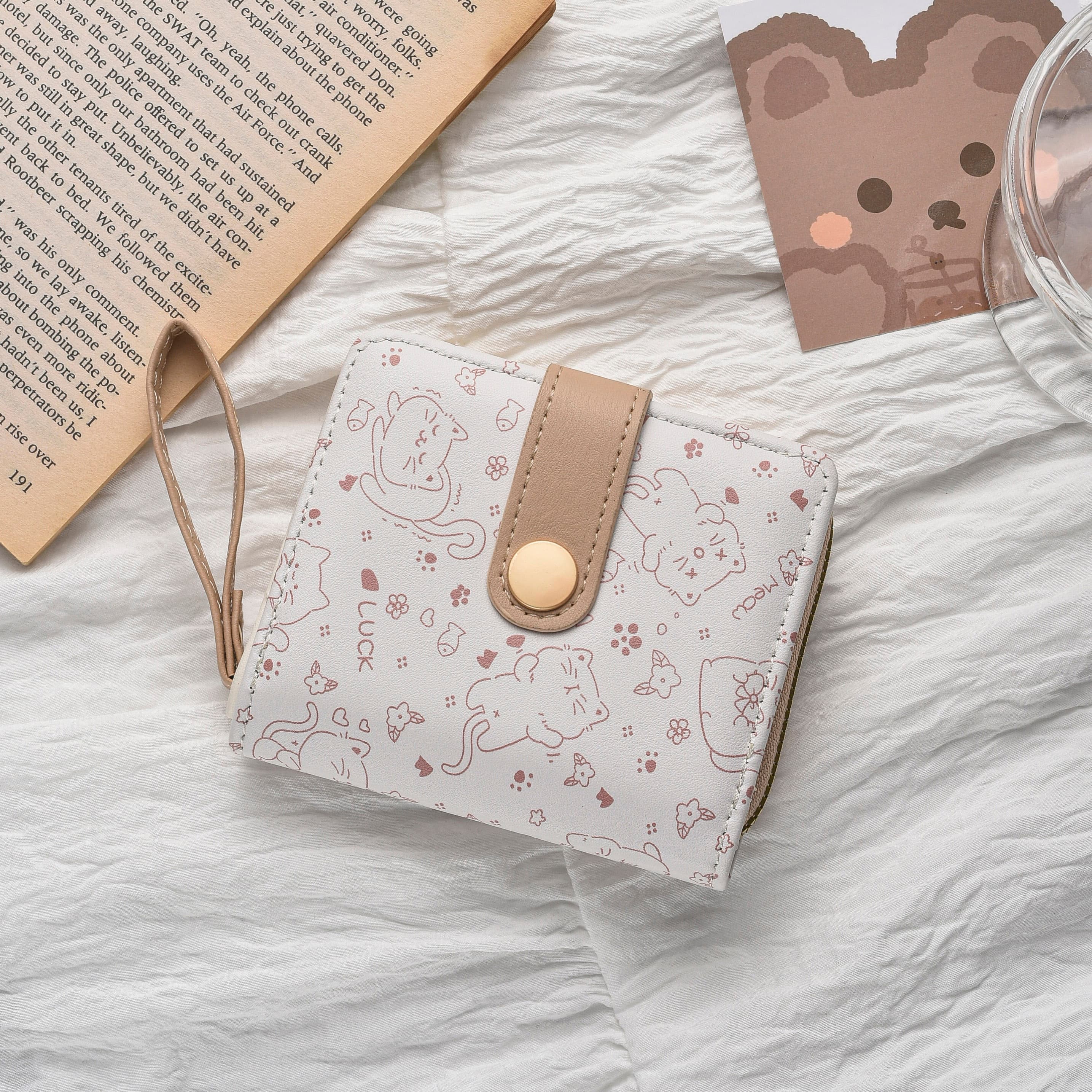 Casual Japanese Kitten Wallet Women's Short Thin Compact Stacked Student Wallet 2025 New Cute Niche Coin Purse
