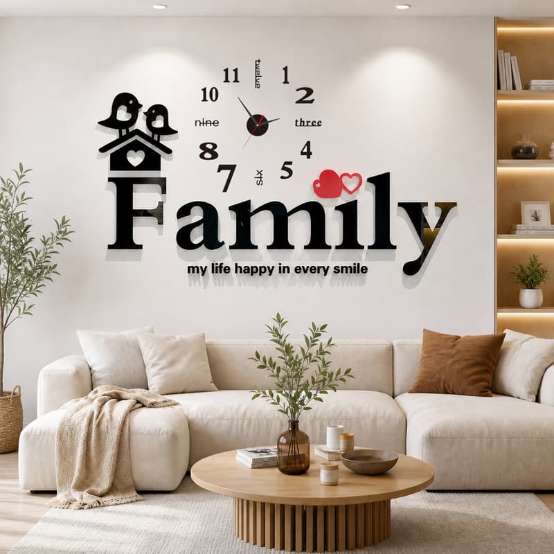 Glow-in-the-Dark DIY Wall Clock, No-Drilling Home Living Room Decorative Clock, TV Background Wall Clock, Stick-on Wall Clock