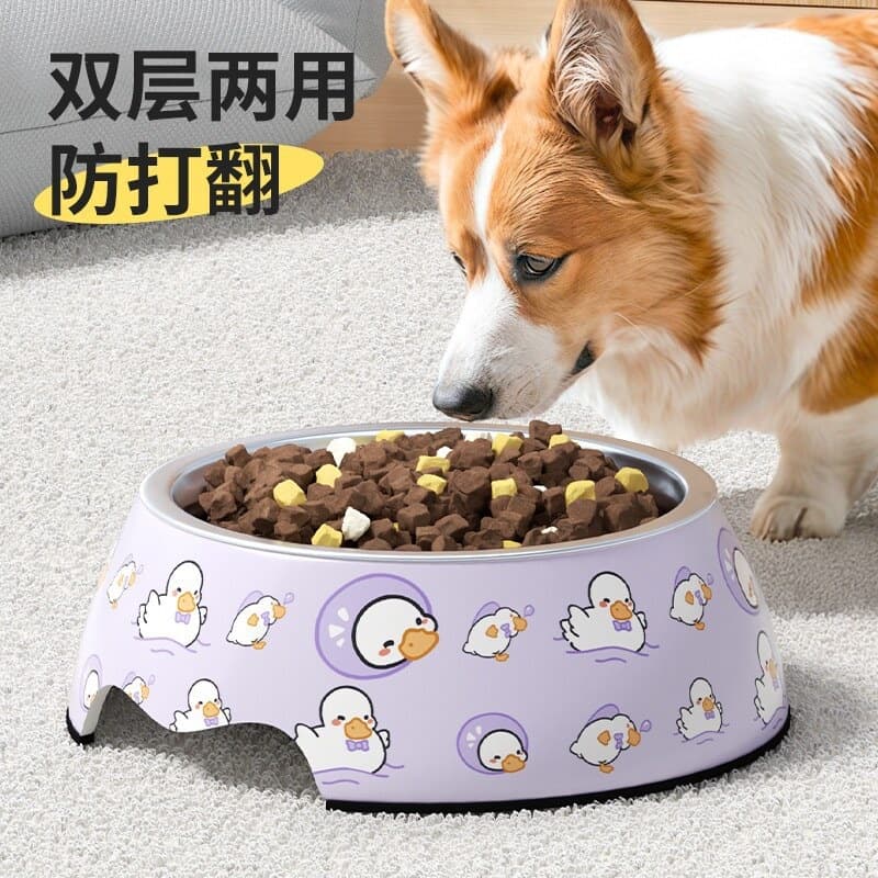 Anti-tip Stainless Steel Dog Bowl, Pet Food and Water Bowl for Dogs and Cats