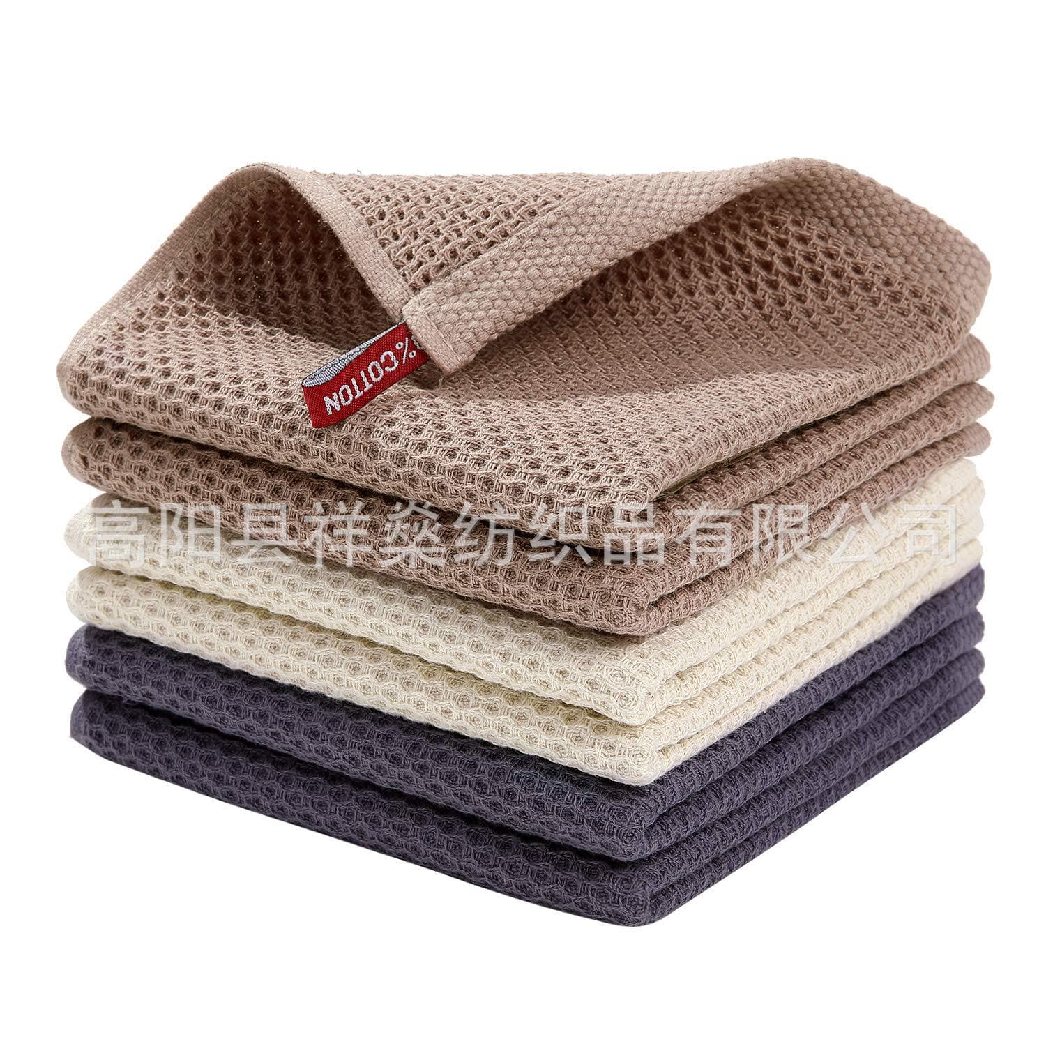 Kitchen Towels Amazon Hot Selling Pure Cotton Waffle Cross-Border Honeycomb Kitchen Cleaning Towel