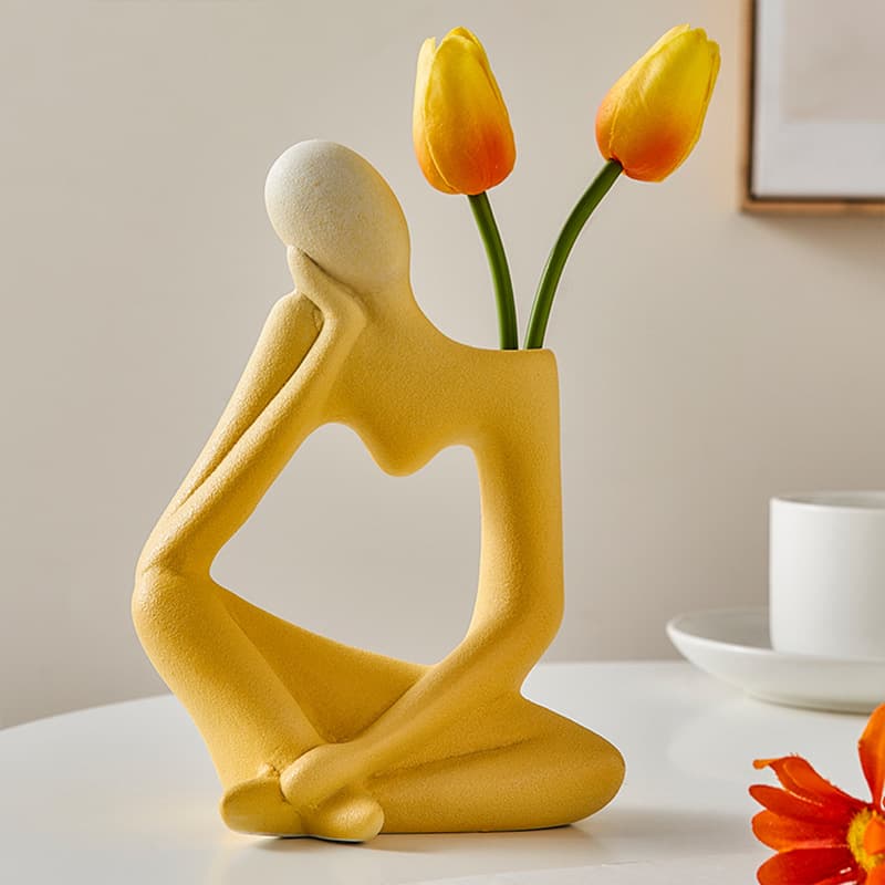 Creative Industrial Style Ceramic Vase Decoration for TV Cabinet Desktop, Niche High-End Living Room Flower Arrangement Home Decor