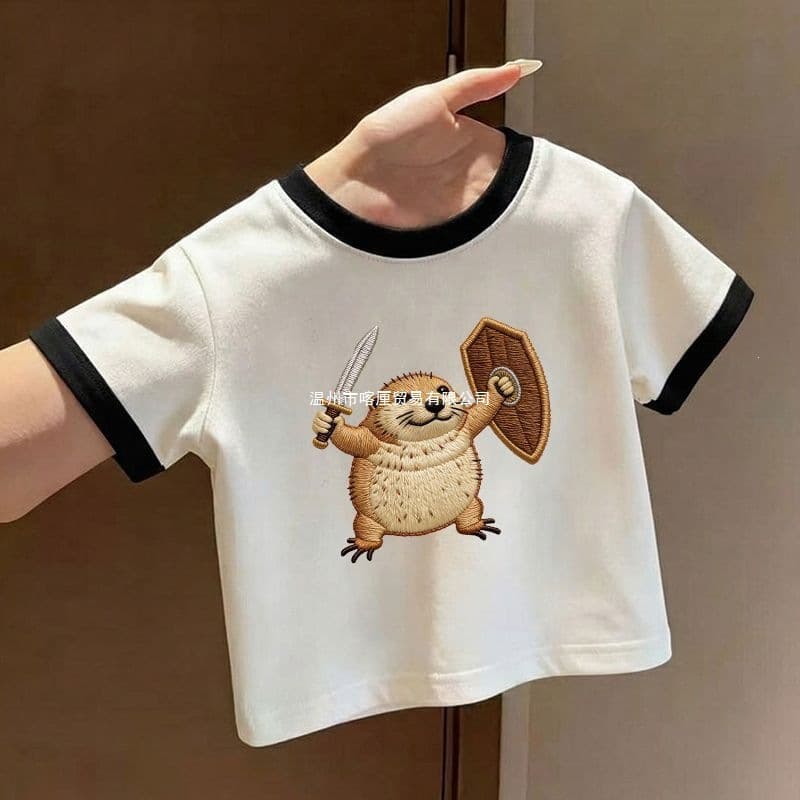 Kids Fun Printed T-Shirt My Sword Shield Dog Children's Short Sleeve T-Shirt Boys Girls Cotton Summer Half Sleeve Top