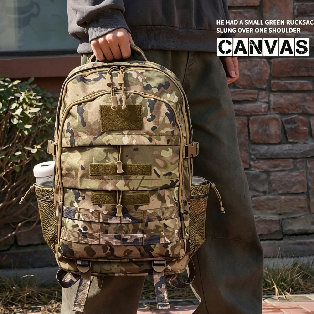 Outdoor tactical backpack, multifunctional sports camouflage backpack, large capacity mountaineering camping bag, military fan storage bag