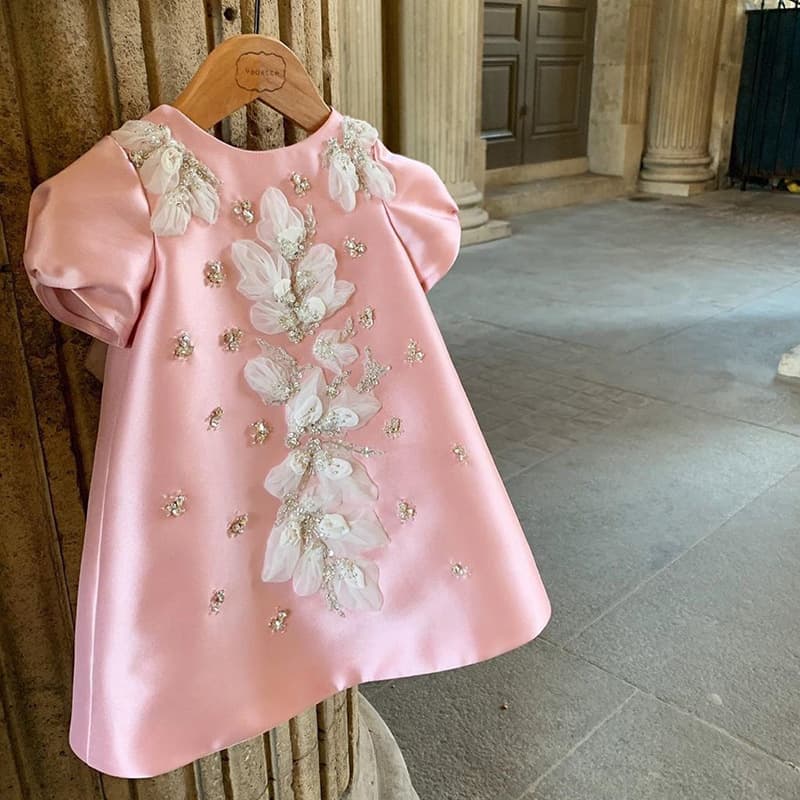 Children's Formal Dress Flower Girl Wedding Little Girl Dress First Birthday Banquet Evening Dress Stylish Princess First Birthday Dress