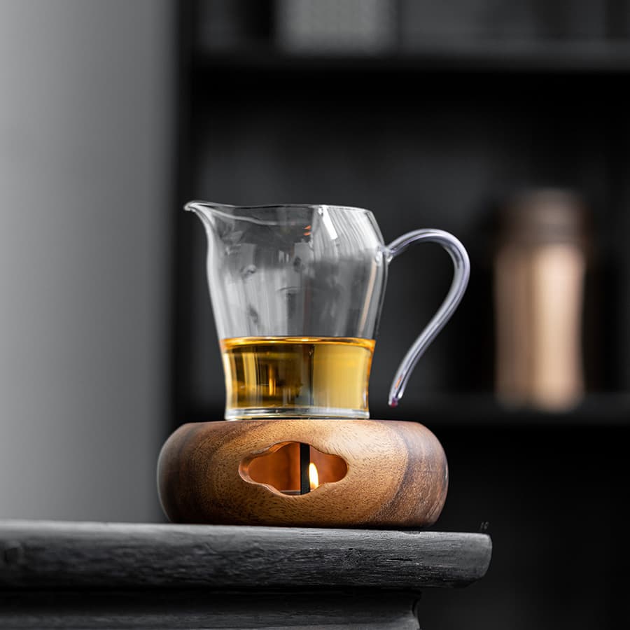 New Candle-powered Tea Warmer with Ceramic Base, High-end Heating and Insulation for Office or Home Health Use, Glass Sharing Pitcher Included