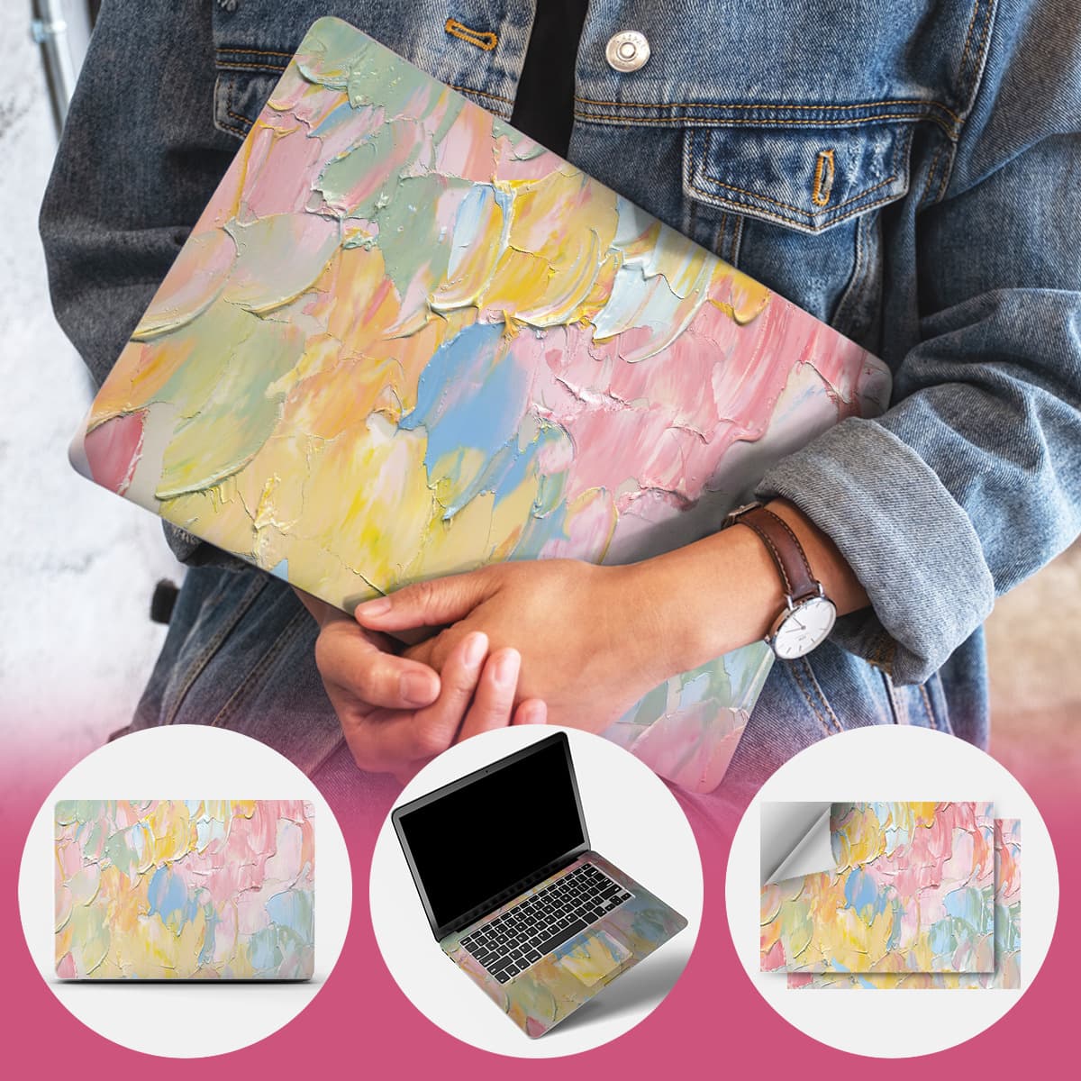 MacBook personalized color protection stickers, 2-pack, removable adhesive in stock.