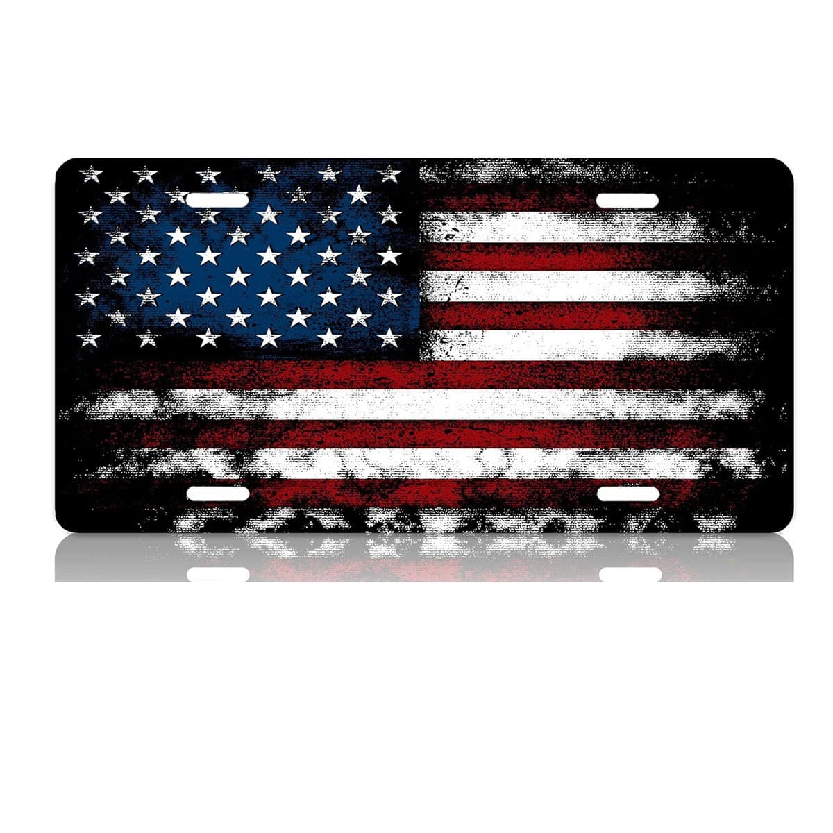 American Flag License Plate Decorative Car Front Plate Metal License Plate Aluminum Novelty Plate 6x12 Inches